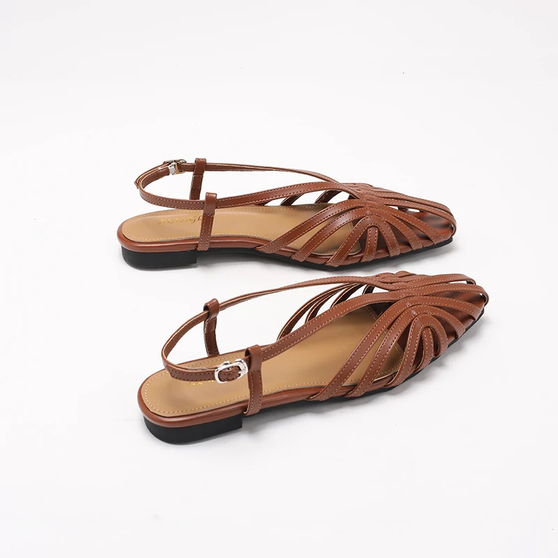 Advanced Narrow Band Women Flat Sandals Designer Brand Banquet Wedding Shoes Summer Hollow Beach Gladiator Sandalias big size 43