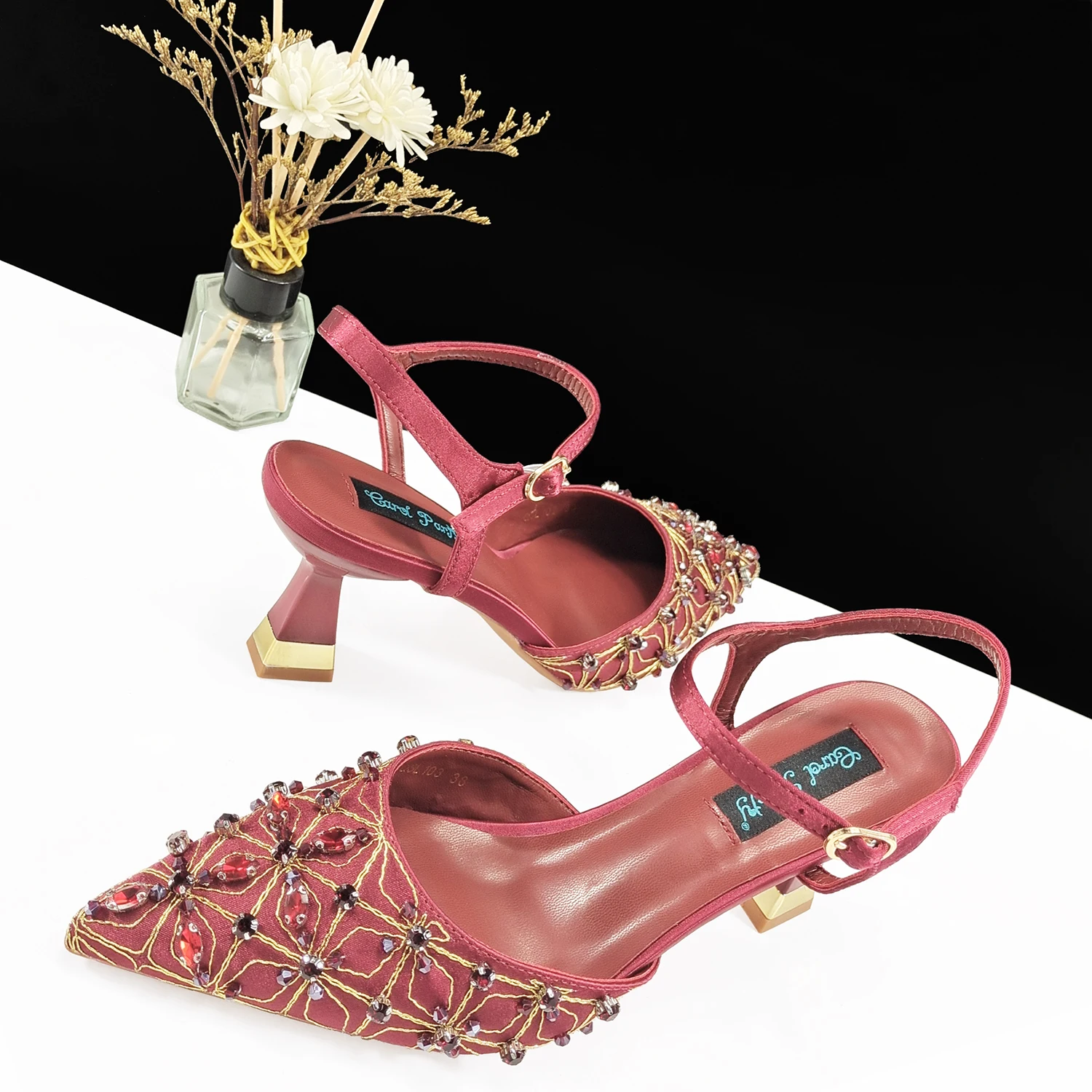 Italian Style Women's High Heels Pointed Shoes At The Dinner Party Nigerian Women's Shoes Newest High Quality