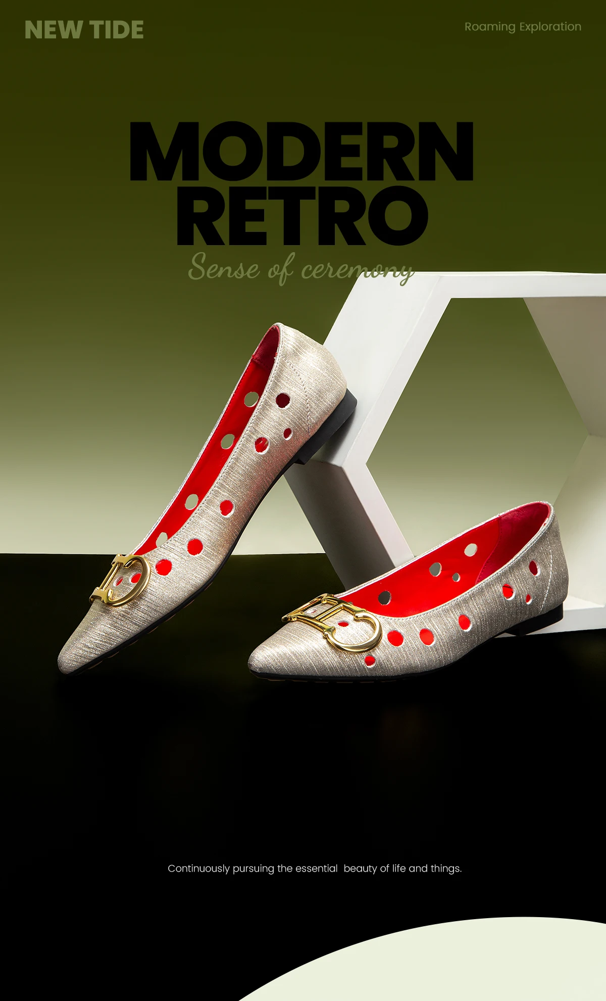 CHCH 2025 Women's Flat Shoes New Punching Design Pointed Woman Shoes Simple Anti slip