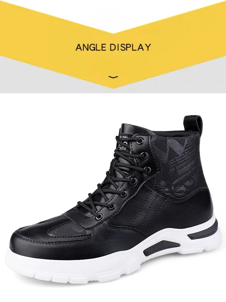 Man Elevator Boots Hidden Heels Genuine Leather Ankle Boots 7CM Invisible Height Increasing Shoes Men Casual Inner Increase Shoe