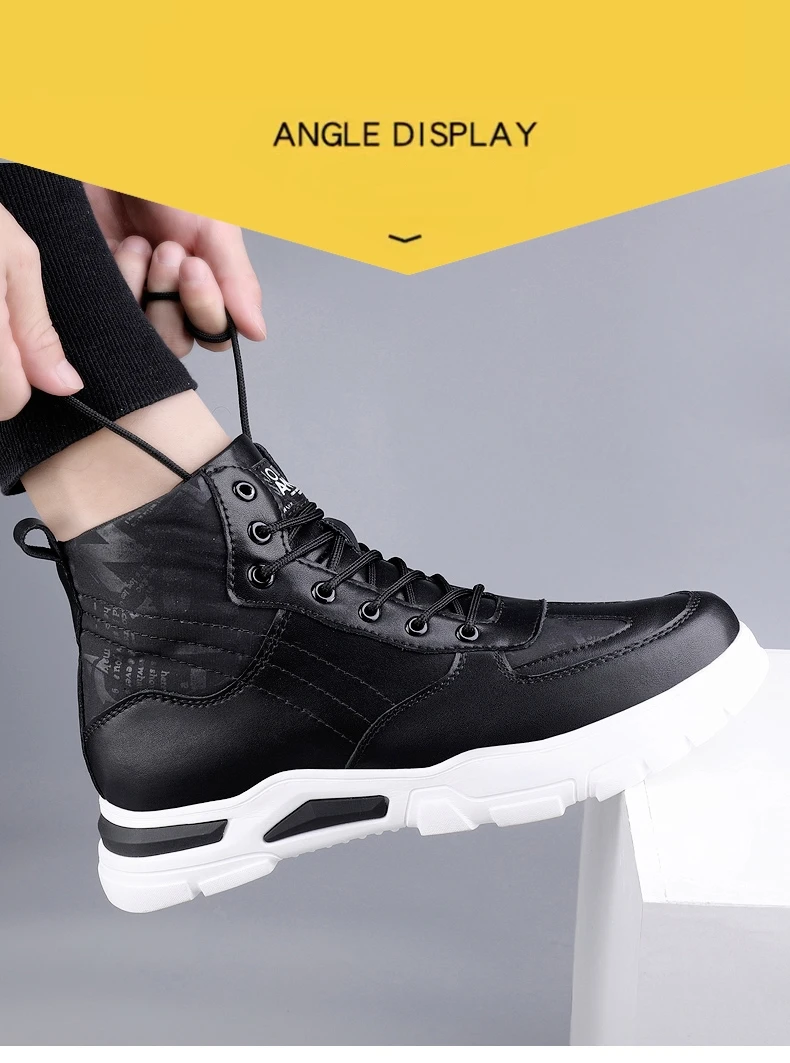 Man Elevator Boots Hidden Heels Genuine Leather Ankle Boots 7CM Invisible Height Increasing Shoes Men Casual Inner Increase Shoe