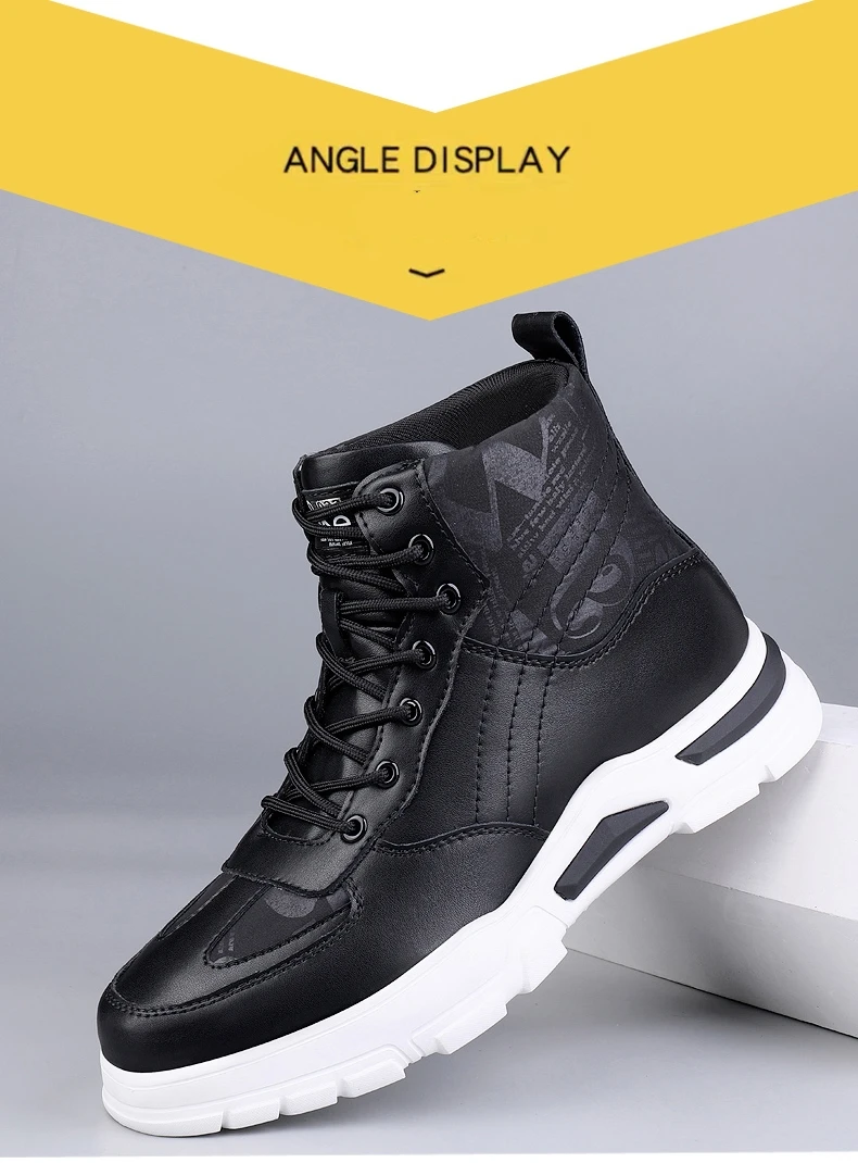 Man Elevator Boots Hidden Heels Genuine Leather Ankle Boots 7CM Invisible Height Increasing Shoes Men Casual Inner Increase Shoe