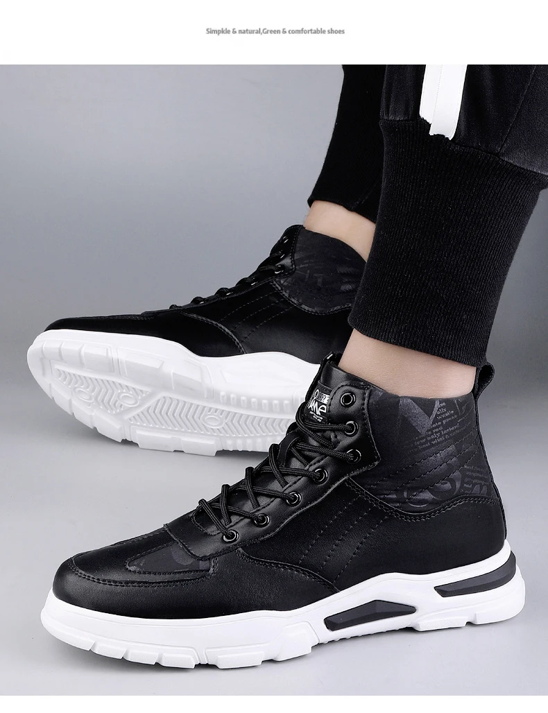 Man Elevator Boots Hidden Heels Genuine Leather Ankle Boots 7CM Invisible Height Increasing Shoes Men Casual Inner Increase Shoe
