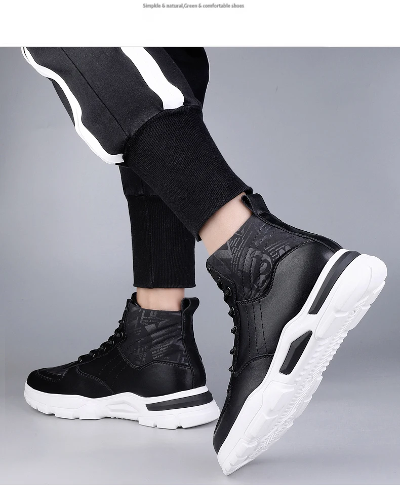 Man Elevator Boots Hidden Heels Genuine Leather Ankle Boots 7CM Invisible Height Increasing Shoes Men Casual Inner Increase Shoe