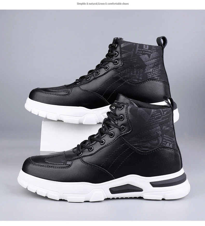 Man Elevator Boots Hidden Heels Genuine Leather Ankle Boots 7CM Invisible Height Increasing Shoes Men Casual Inner Increase Shoe