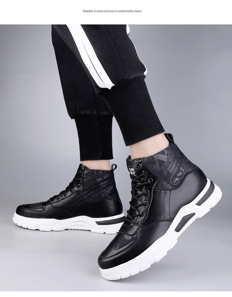 Man Elevator Boots Hidden Heels Genuine Leather Ankle Boots 7CM Invisible Height Increasing Shoes Men Casual Inner Increase Shoe