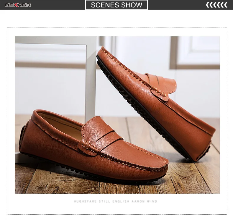 DEKABR Big Size 38~49 Men Loafers Real Leather Fashion Boat Shoes Brand Mens Casual Leather Male Flat Shoes