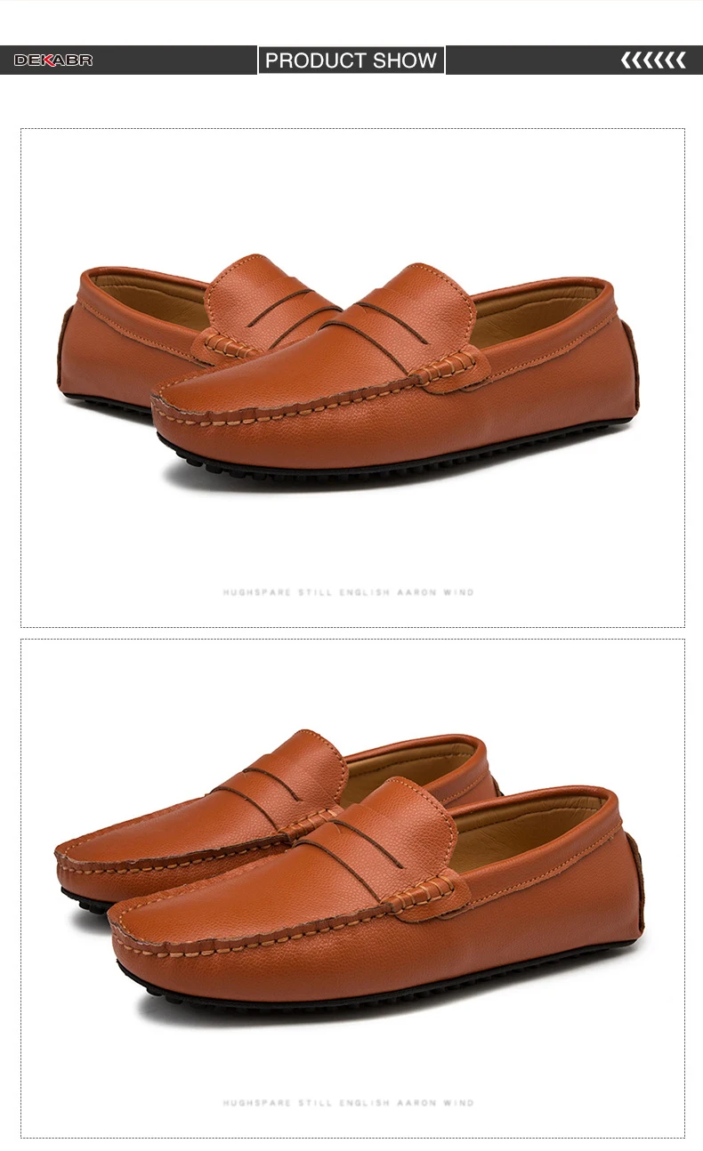 DEKABR Big Size 38~49 Men Loafers Real Leather Fashion Boat Shoes Brand Mens Casual Leather Male Flat Shoes