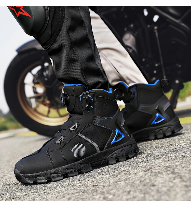Lexsan Motorcycle Boots Men Leather Motos Breathable Anti Slip Wear-resistant Riders Boots Motorbike Racing Ankle Length Shoes