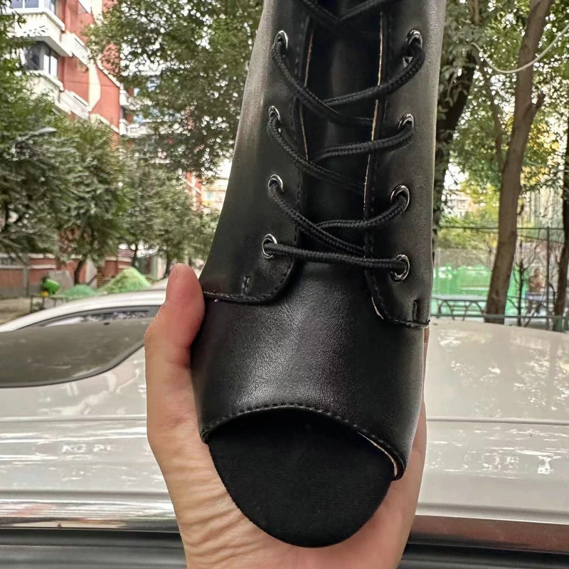 New Women's Ballroom Jazz Latin Shoes Party Lady Sexy Black Zipper Stilettos High Women for Dance Heels Boots Shoes Plus Size