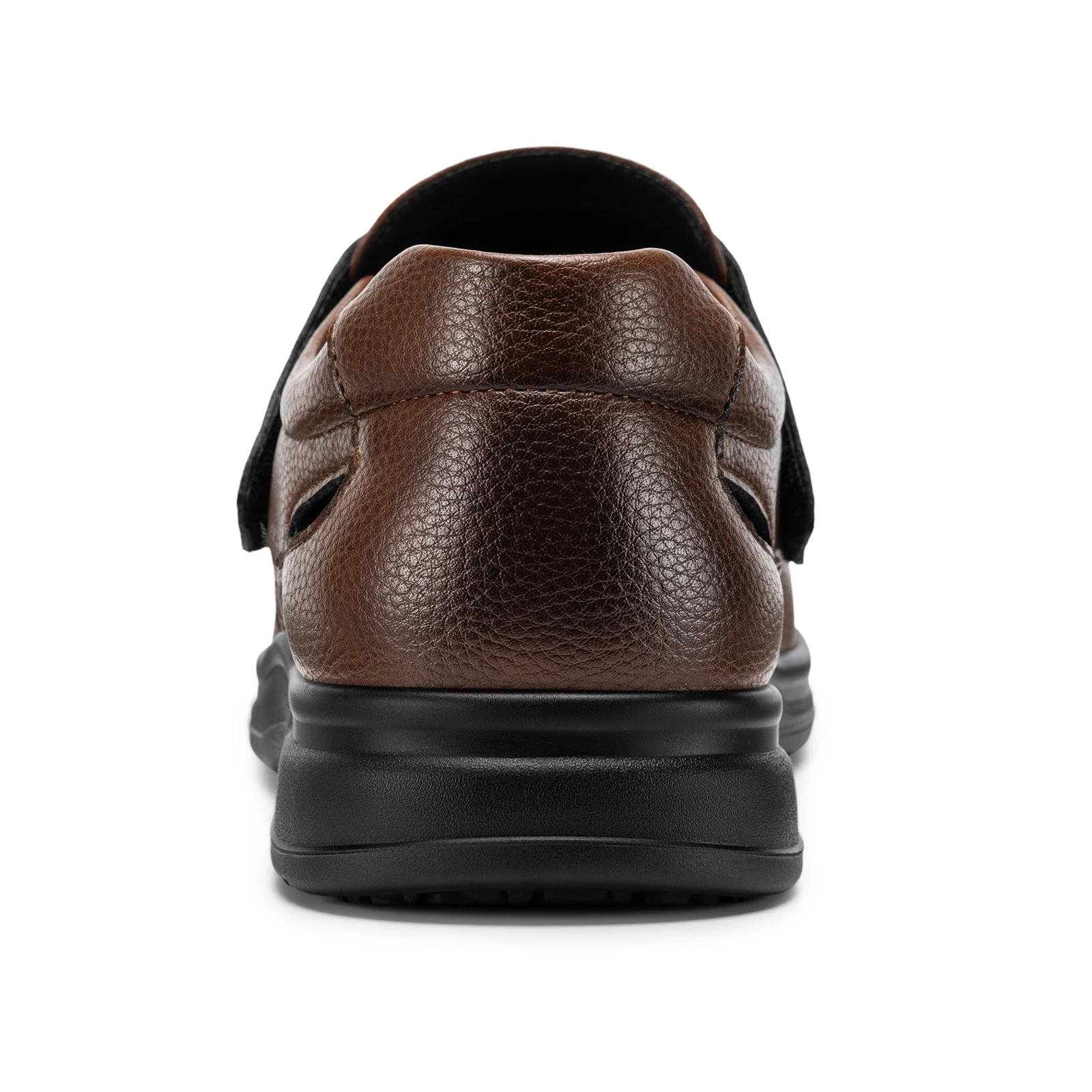 FitVille Men's Closed-Toe Sandals Wide Toe Leather Diabetic Shoes for Men Orthopedic Dress Sandal Velcro Straps Shock-Absorbing