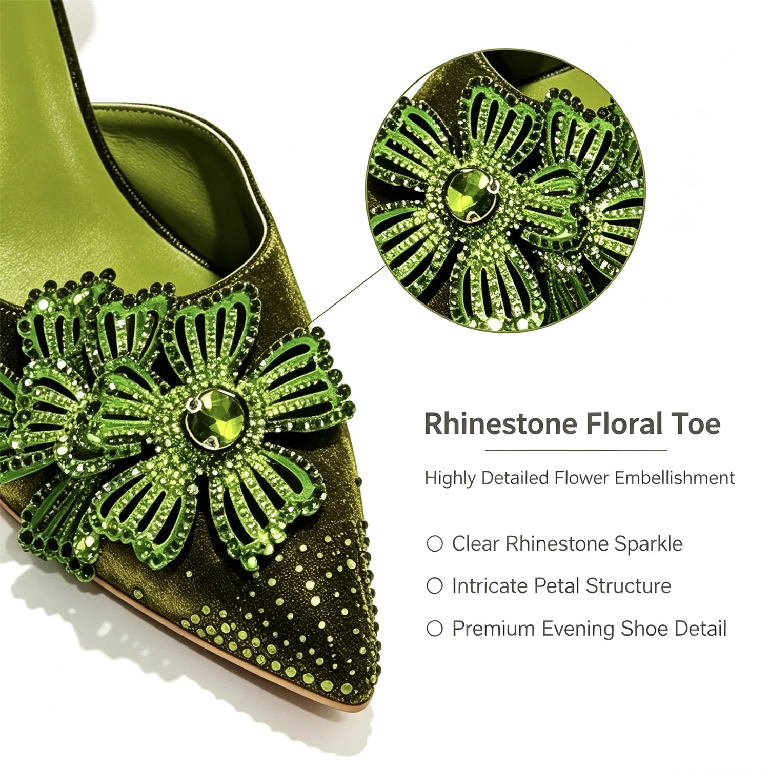 2026 Luxury Olive Green Crystal Heels & Handbag Gift Set, Rhinestone Embellished Women Dress Pumps & Purse for Wedding Party Eve
