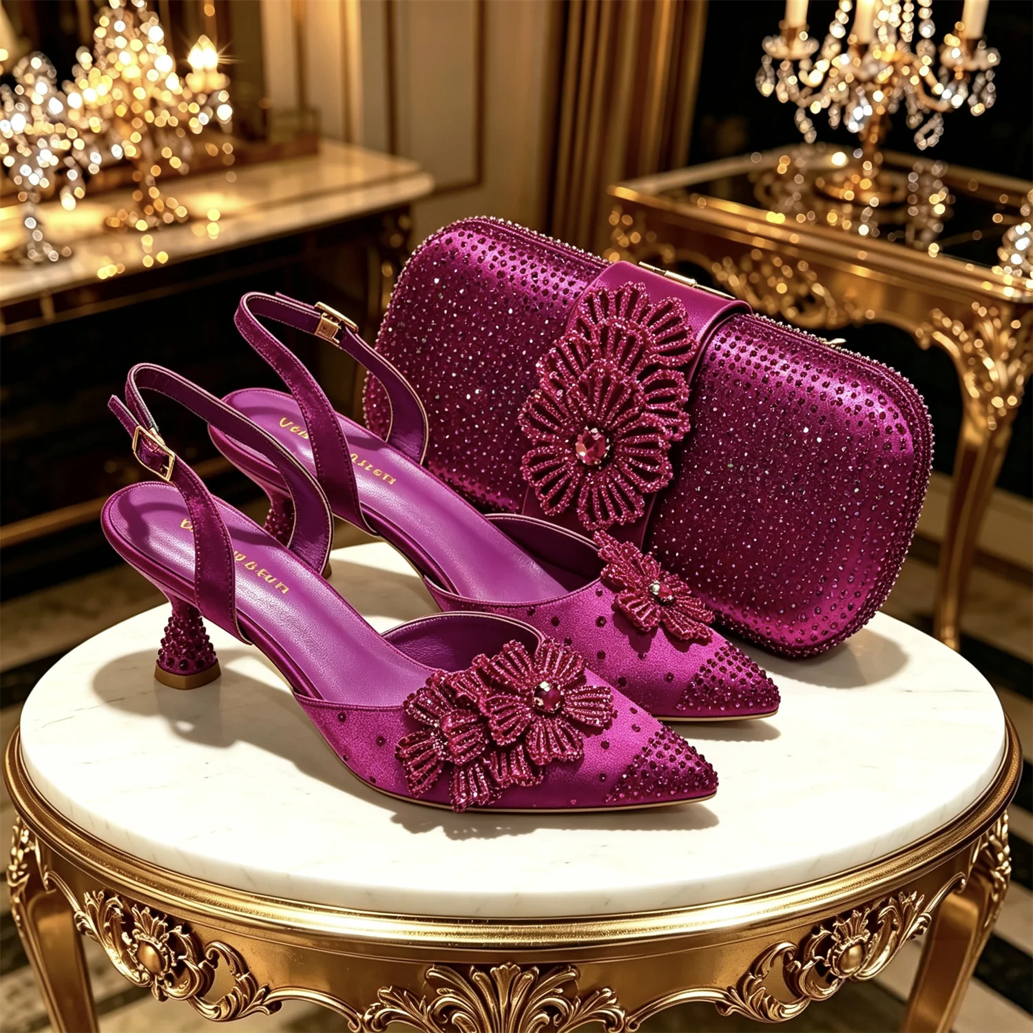 2026 Luxury Olive Green Crystal Heels & Handbag Gift Set, Rhinestone Embellished Women Dress Pumps & Purse for Wedding Party Eve