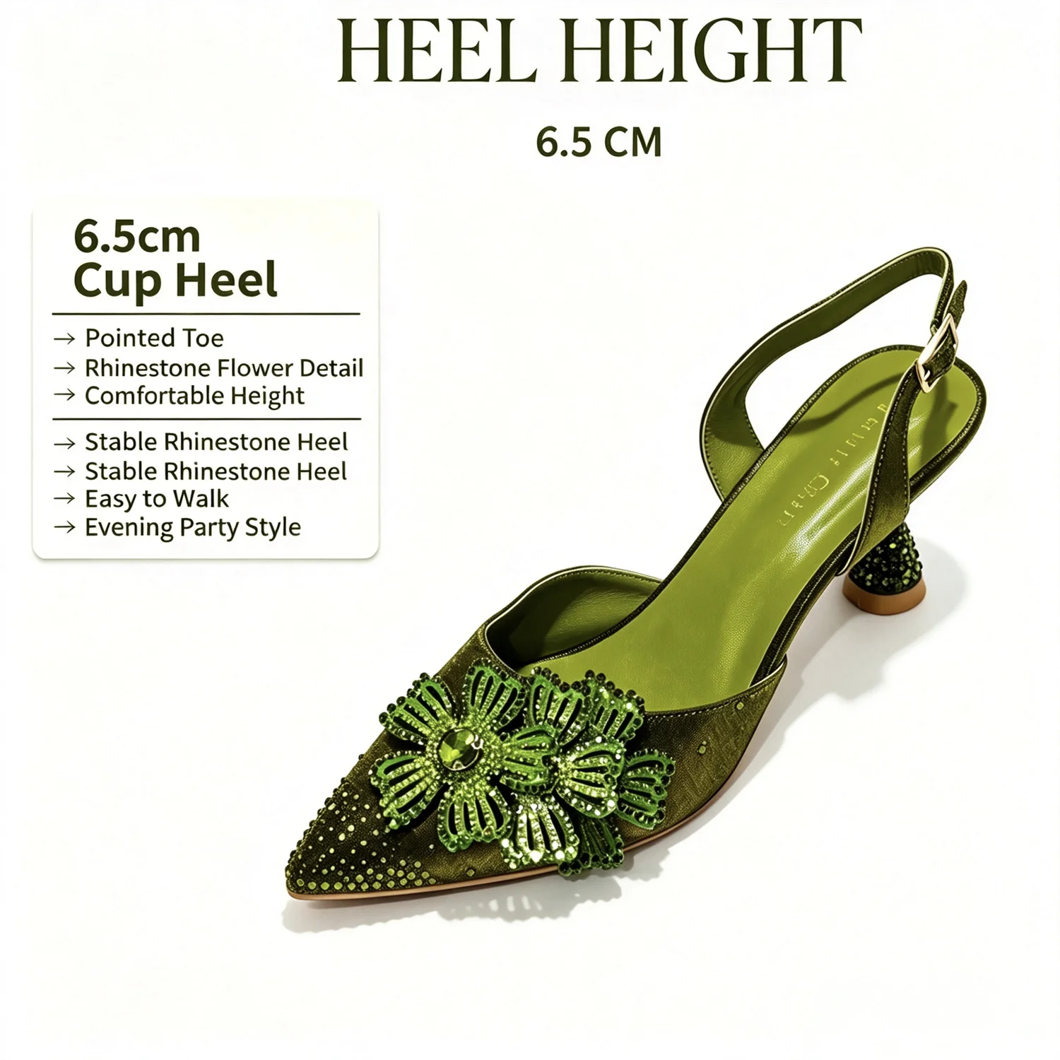 2026 Luxury Olive Green Crystal Heels & Handbag Gift Set, Rhinestone Embellished Women Dress Pumps & Purse for Wedding Party Eve