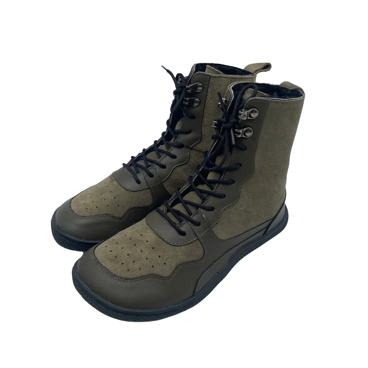 Tipsietoes Barefoot Genuine Leather Winter Middle-High Boots Real Natural Fur Linning Warm Men Women Warmer Light Weight