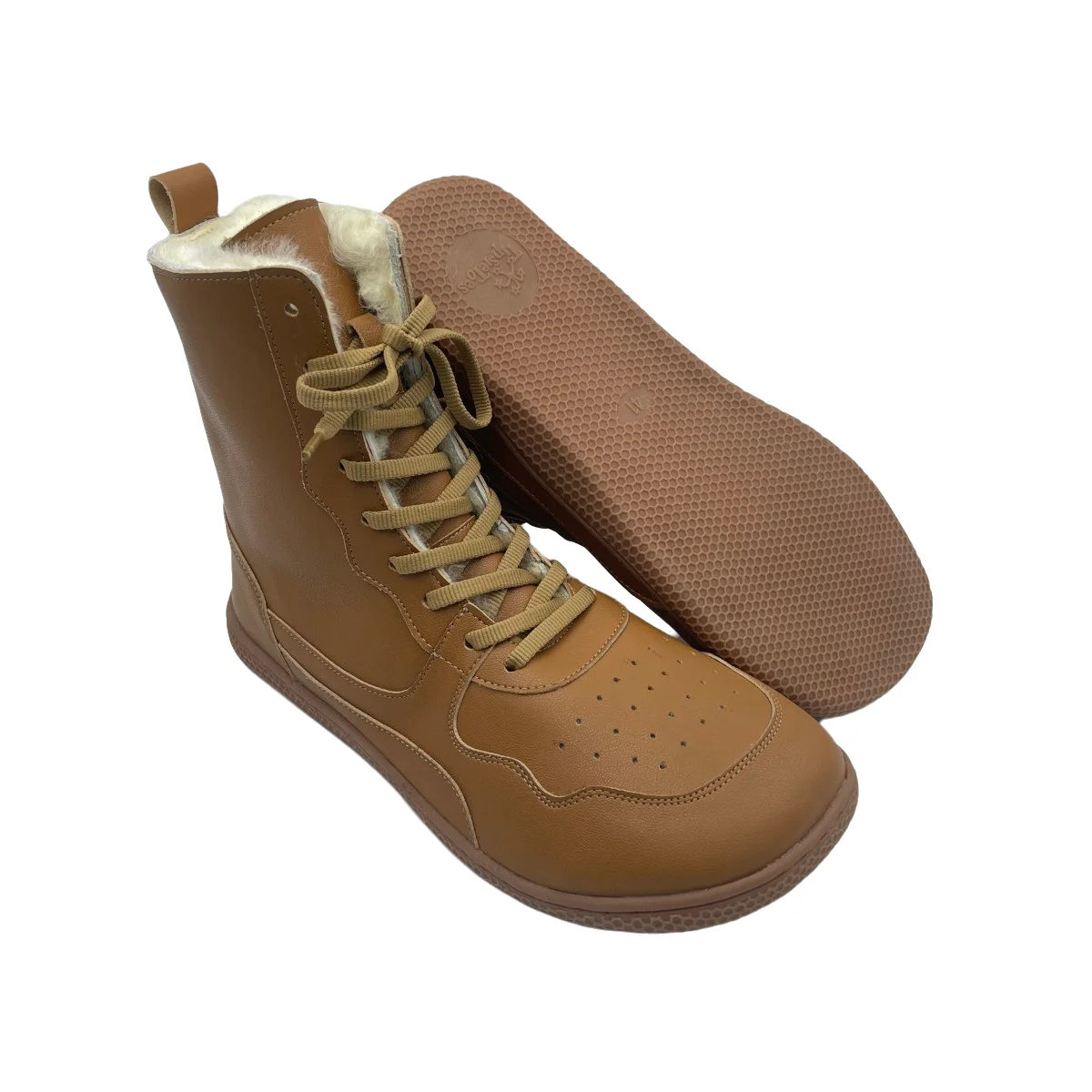 Tipsietoes Barefoot Genuine Leather Winter Middle-High Boots Real Natural Fur Linning Warm Men Women Warmer Light Weight