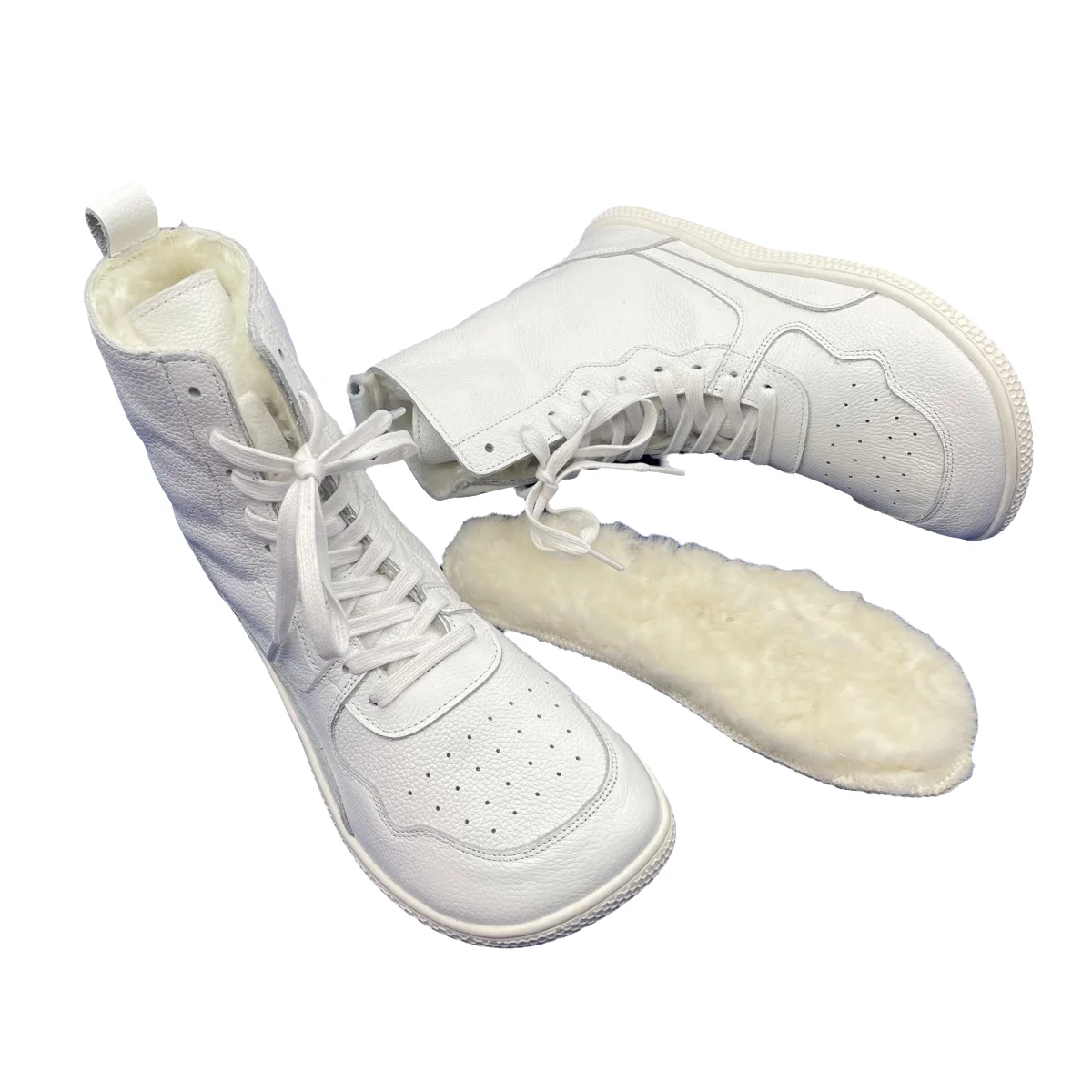 Tipsietoes Barefoot Genuine Leather Winter Middle-High Boots Real Natural Fur Linning Warm Men Women Warmer Light Weight