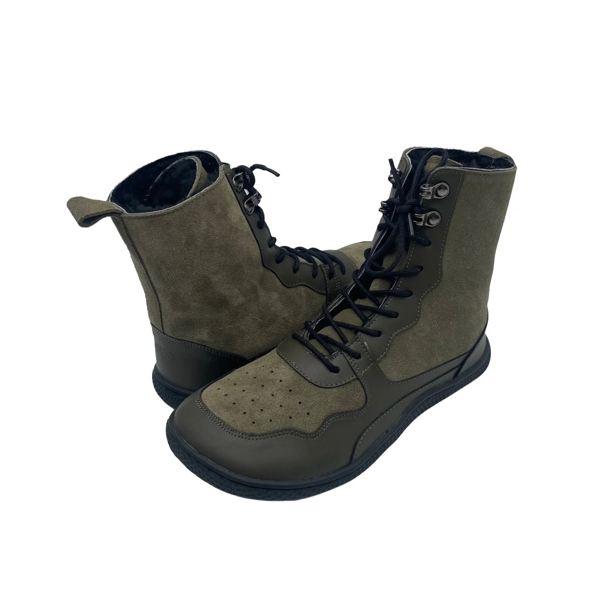 Tipsietoes Barefoot Genuine Leather Winter Middle-High Boots Real Natural Fur Linning Warm Men Women Warmer Light Weight