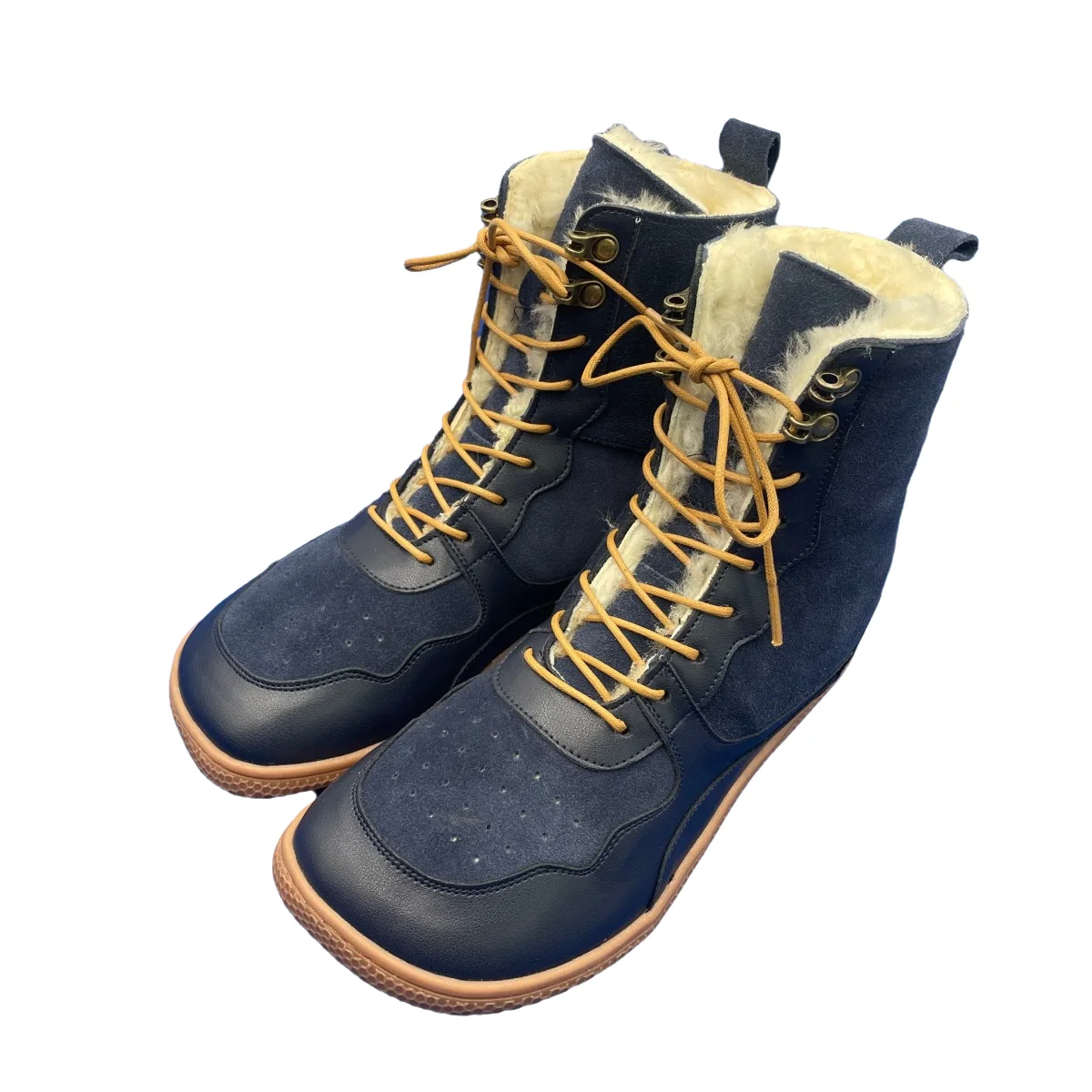 Tipsietoes Barefoot Genuine Leather Winter Middle-High Boots Real Natural Fur Linning Warm Men Women Warmer Light Weight