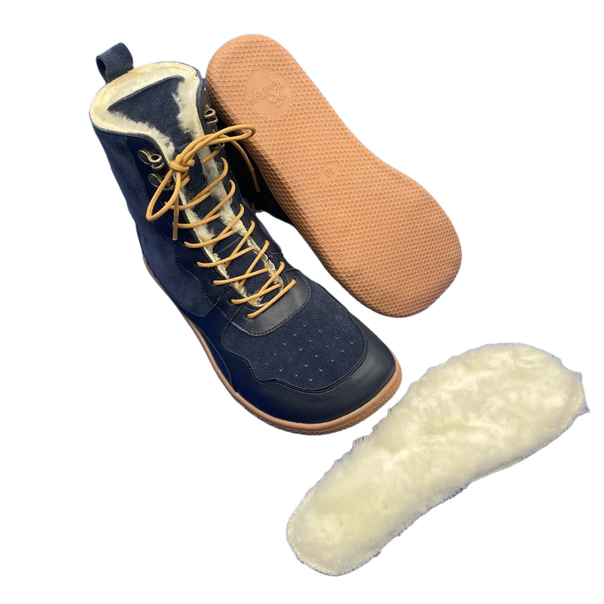 Tipsietoes Barefoot Genuine Leather Winter Middle-High Boots Real Natural Fur Linning Warm Men Women Warmer Light Weight
