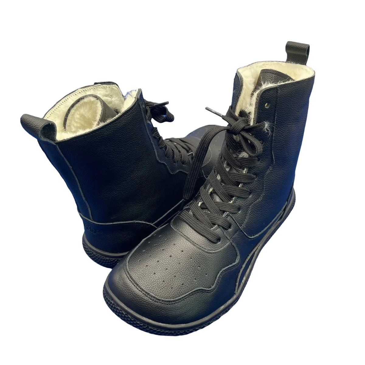 Tipsietoes Barefoot Genuine Leather Winter Middle-High Boots Real Natural Fur Linning Warm Men Women Warmer Light Weight