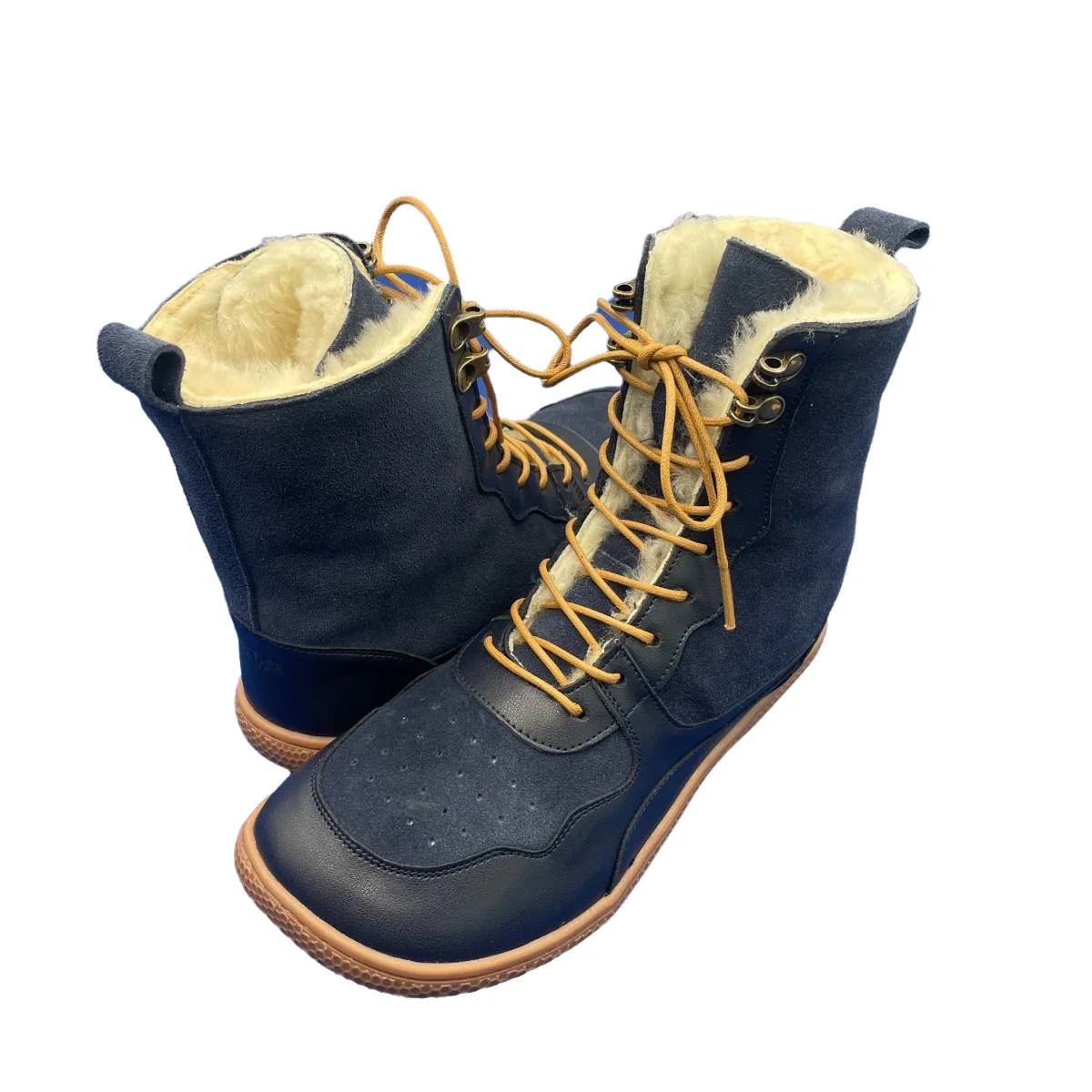 Tipsietoes Barefoot Genuine Leather Winter Middle-High Boots Real Natural Fur Linning Warm Men Women Warmer Light Weight