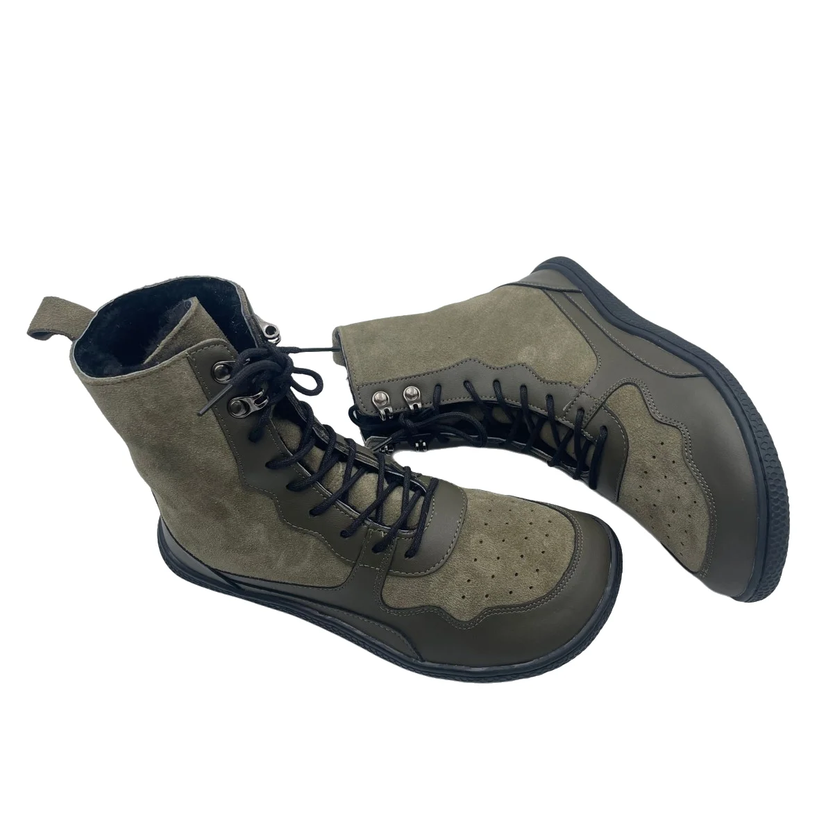 Tipsietoes Barefoot Genuine Leather Winter Middle-High Boots Real Natural Fur Linning Warm Men Women Warmer Light Weight