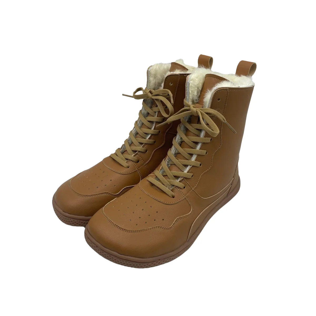 Tipsietoes Barefoot Genuine Leather Winter Middle-High Boots Real Natural Fur Linning Warm Men Women Warmer Light Weight