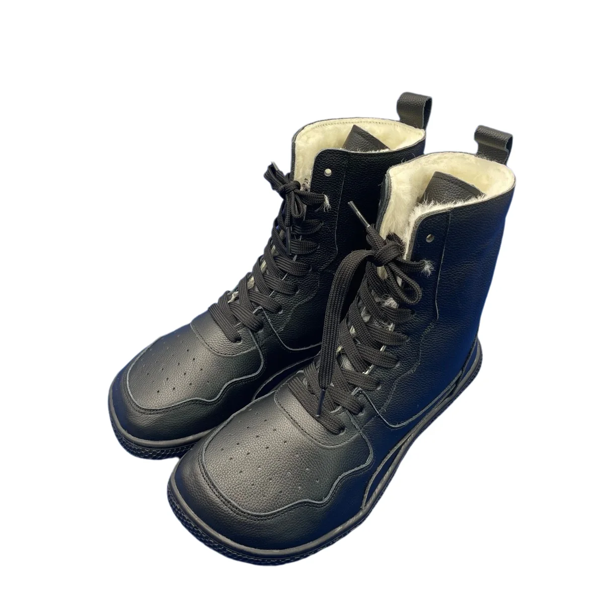 Tipsietoes Barefoot Genuine Leather Winter Middle-High Boots Real Natural Fur Linning Warm Men Women Warmer Light Weight