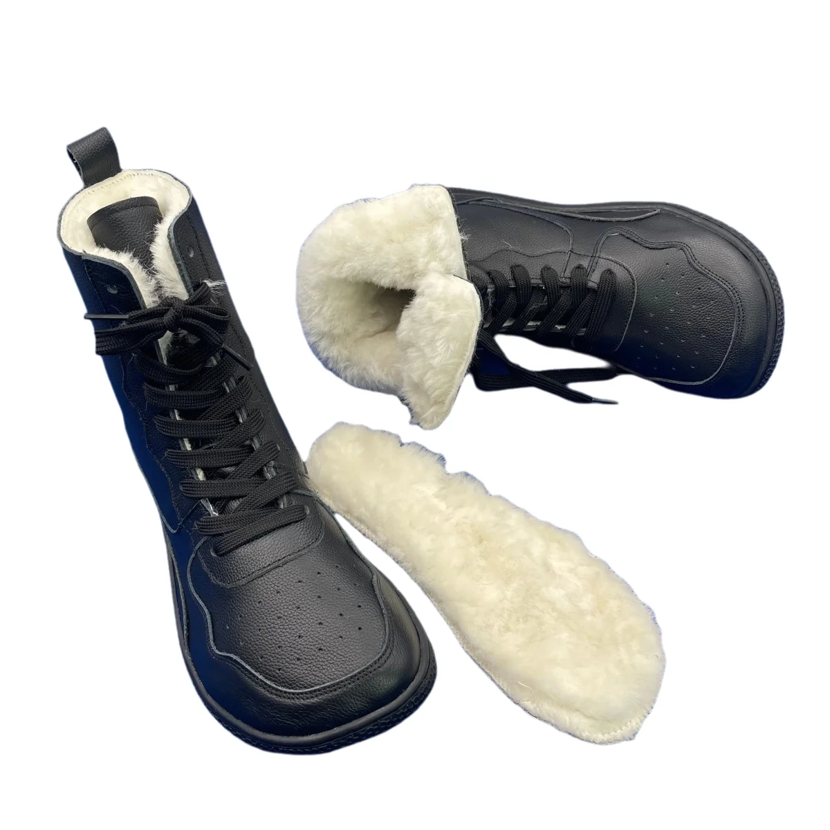 Tipsietoes Barefoot Genuine Leather Winter Middle-High Boots Real Natural Fur Linning Warm Men Women Warmer Light Weight