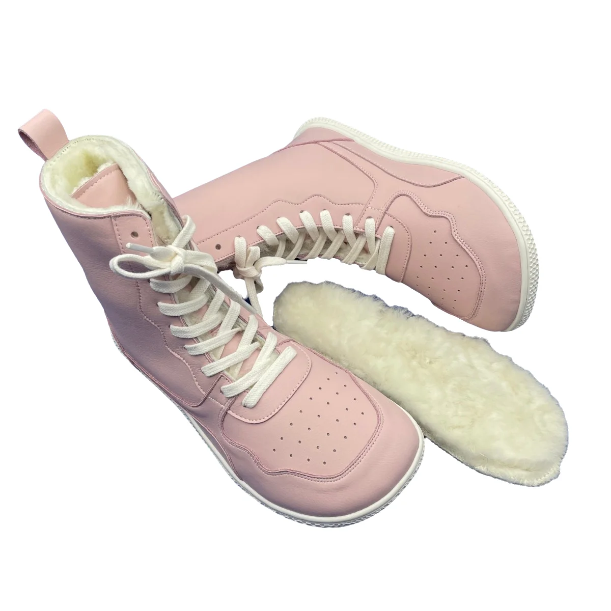 Tipsietoes Barefoot Genuine Leather Winter Middle-High Boots Real Natural Fur Linning Warm Men Women Warmer Light Weight