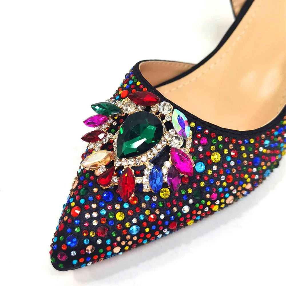 Purple 2024 Italian Design Girly Style Opend Toe Shoes And Bag Full Diamond Decoration with Appliques for Wedding Party