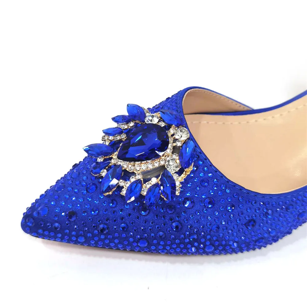 Purple 2024 Italian Design Girly Style Opend Toe Shoes And Bag Full Diamond Decoration with Appliques for Wedding Party