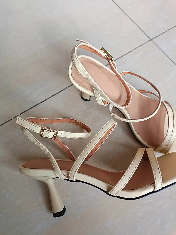 SmallHut New 2026 Trend Ankle Strap Sandals Summer Women Sexy Party High Heel Red Black Light-Yellow Beige Apricot Buckle Sandal
