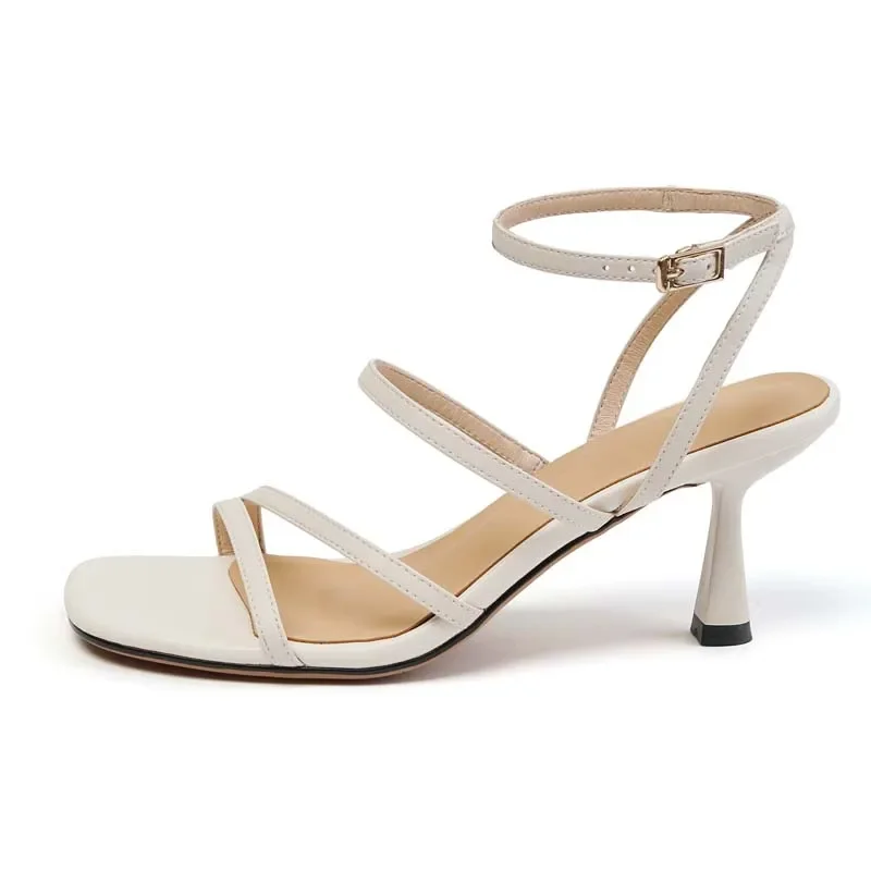 SmallHut New 2026 Trend Ankle Strap Sandals Summer Women Sexy Party High Heel Red Black Light-Yellow Beige Apricot Buckle Sandal