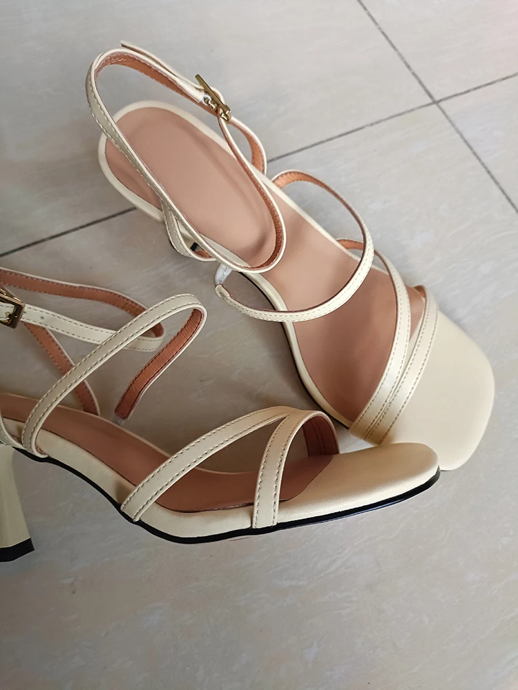 SmallHut New 2026 Trend Ankle Strap Sandals Summer Women Sexy Party High Heel Red Black Light-Yellow Beige Apricot Buckle Sandal