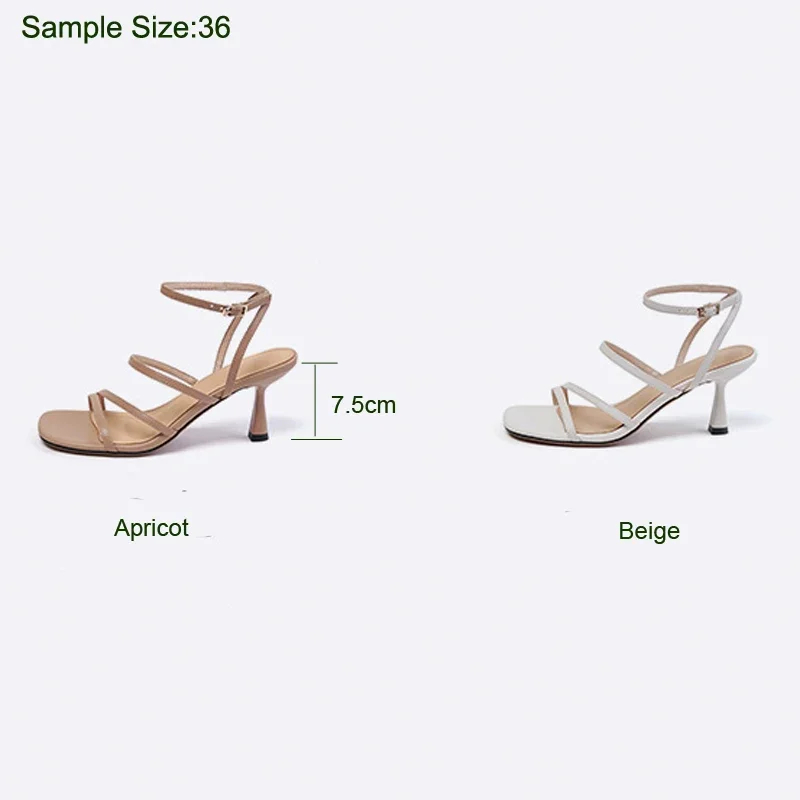 SmallHut New 2026 Trend Ankle Strap Sandals Summer Women Sexy Party High Heel Red Black Light-Yellow Beige Apricot Buckle Sandal