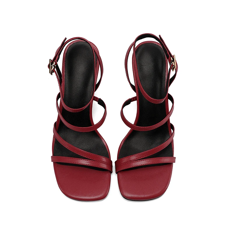 SmallHut New 2026 Trend Ankle Strap Sandals Summer Women Sexy Party High Heel Red Black Light-Yellow Beige Apricot Buckle Sandal