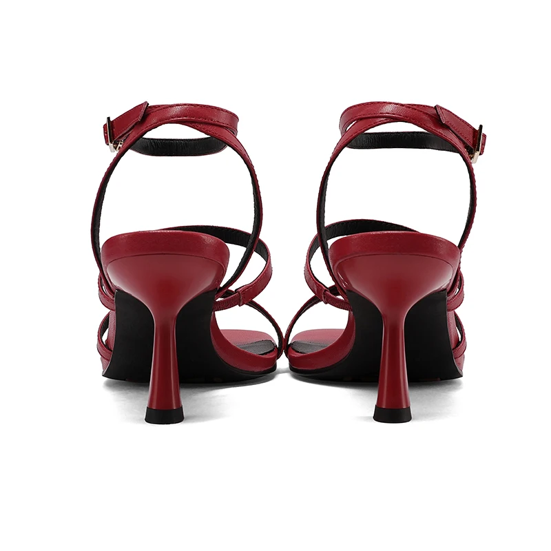 SmallHut New 2026 Trend Ankle Strap Sandals Summer Women Sexy Party High Heel Red Black Light-Yellow Beige Apricot Buckle Sandal