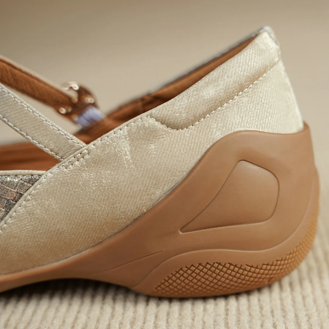 Flokathy women's genuine leather metal buckle slip-on Mary Jane flats sneakers high quality soft comfortable causal espadrilles