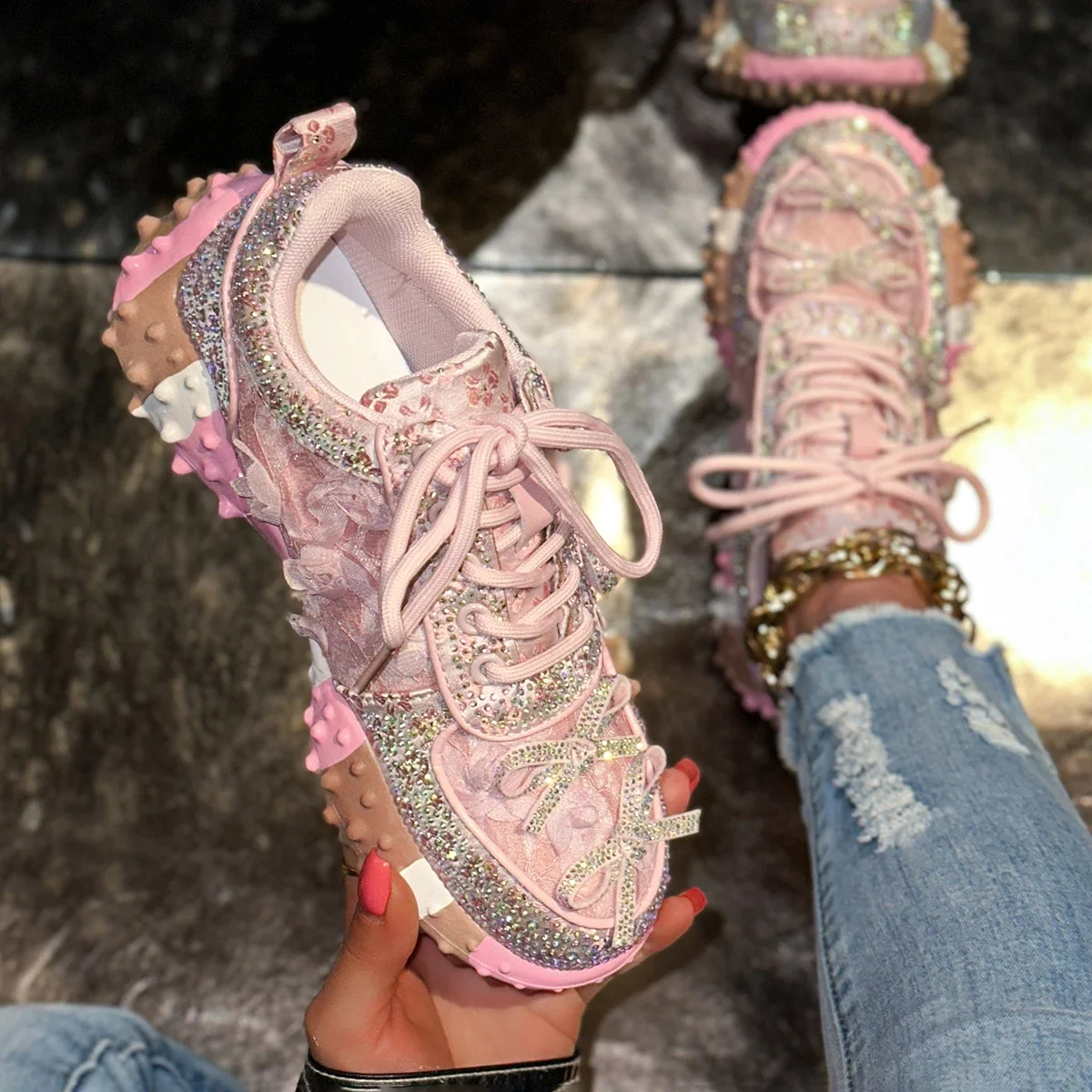 Women's Fluorescence Luxury Sneakers Thick Bottom Comfortable Ladies Outdoors Casual Walking Trainers Couple Vulcanized Shoes