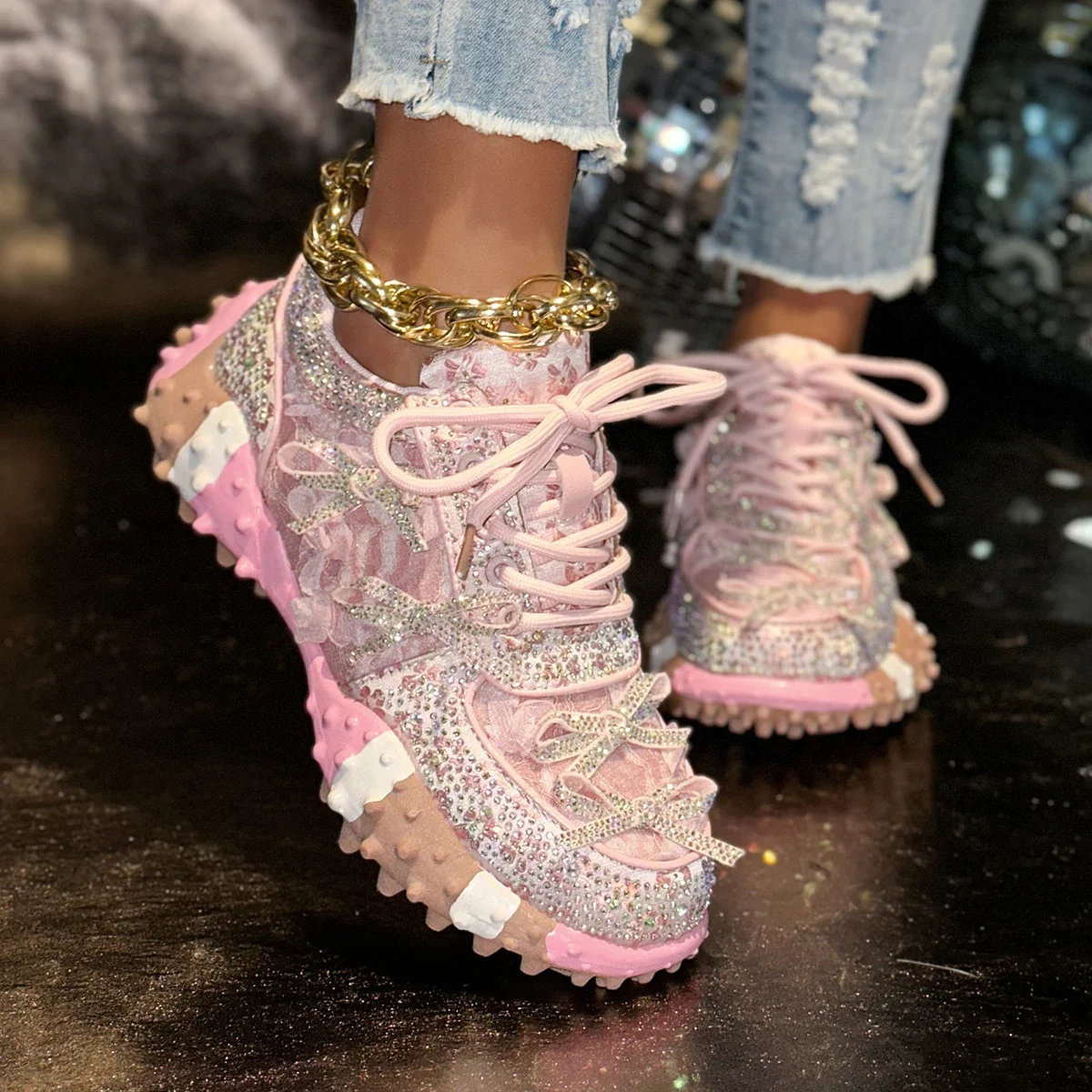 Women's Fluorescence Luxury Sneakers Thick Bottom Comfortable Ladies Outdoors Casual Walking Trainers Couple Vulcanized Shoes