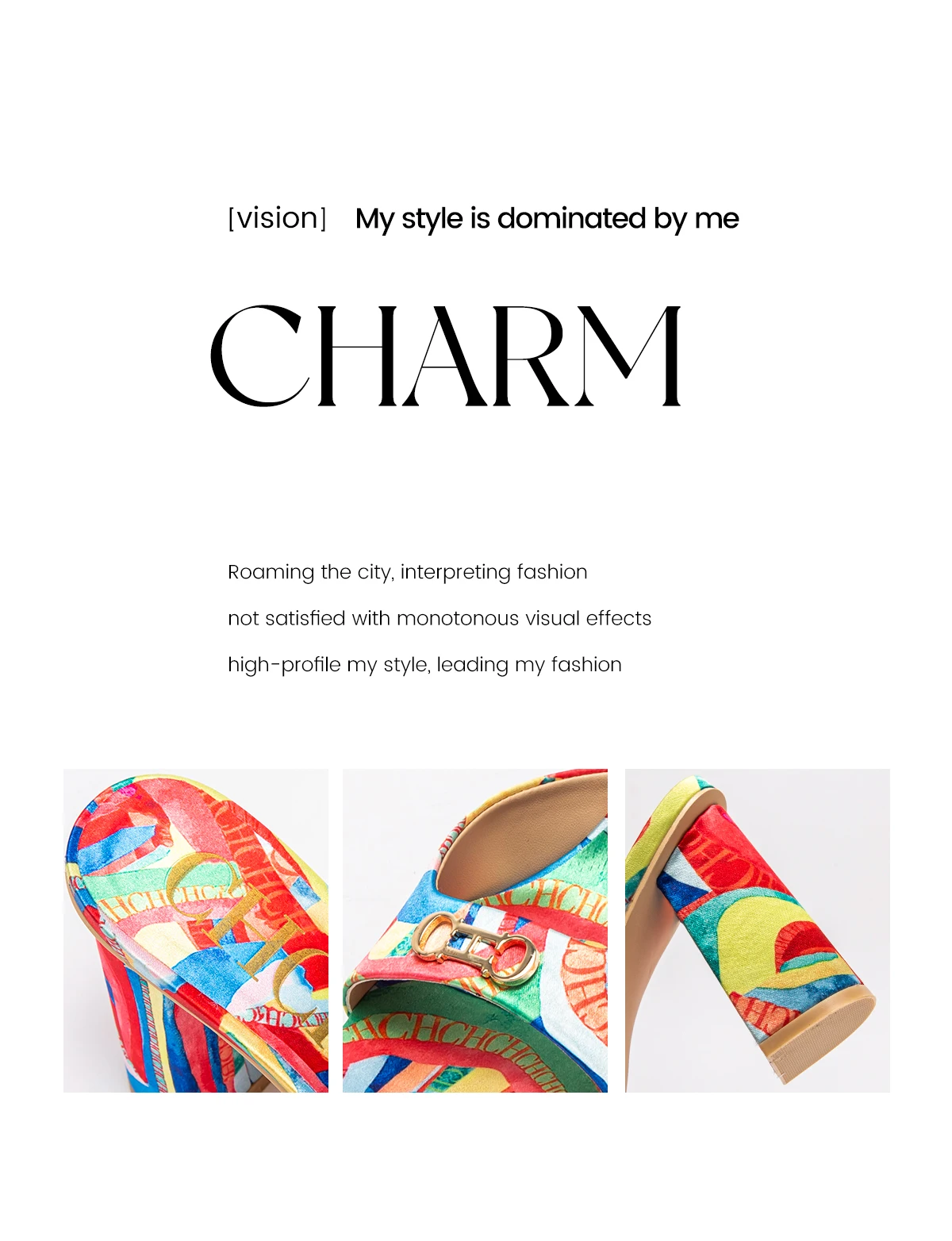 C-H Woman shoes Thick Heel Sandals Square Open Toe Sliding Sandals students