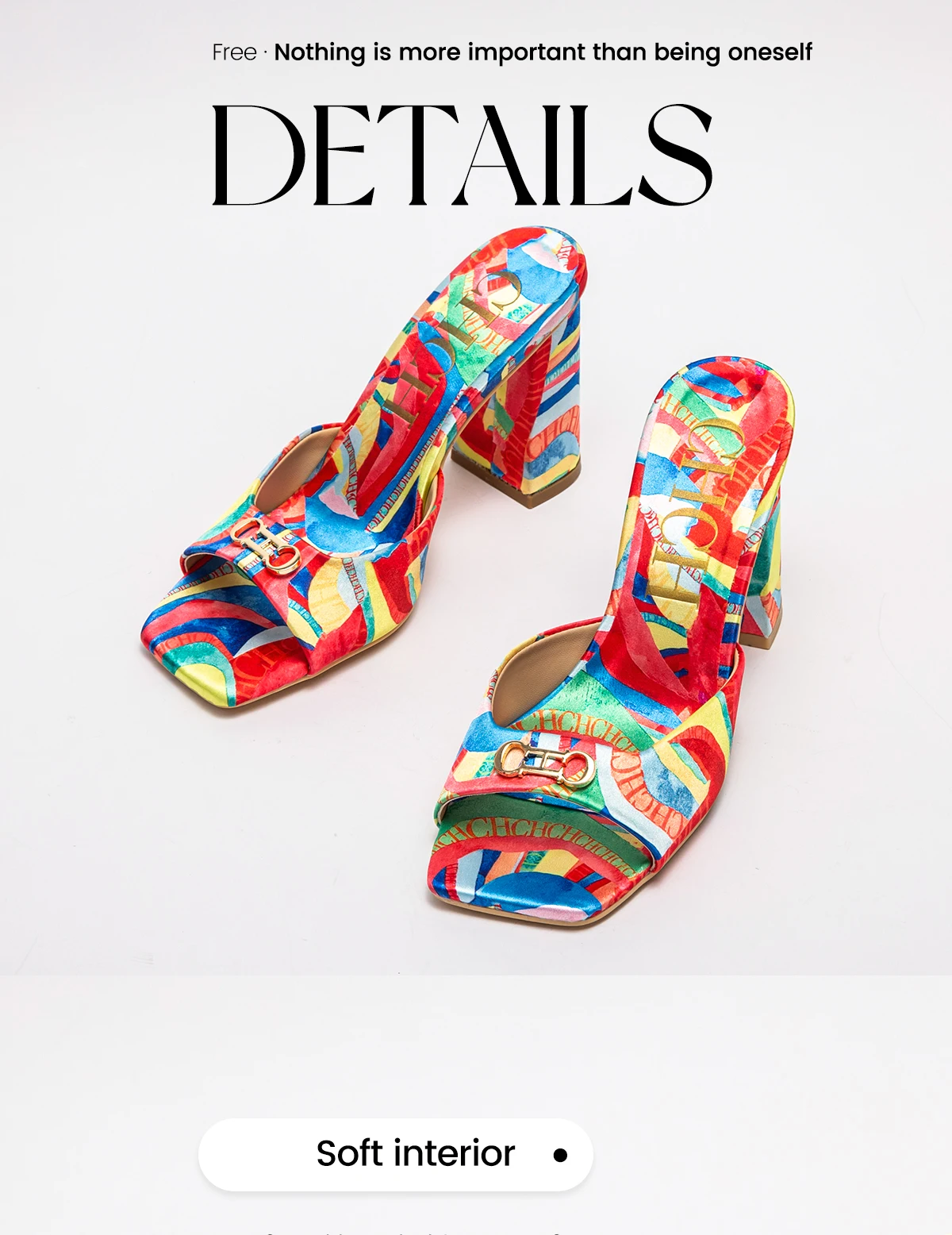 C-H Woman shoes Thick Heel Sandals Square Open Toe Sliding Sandals students