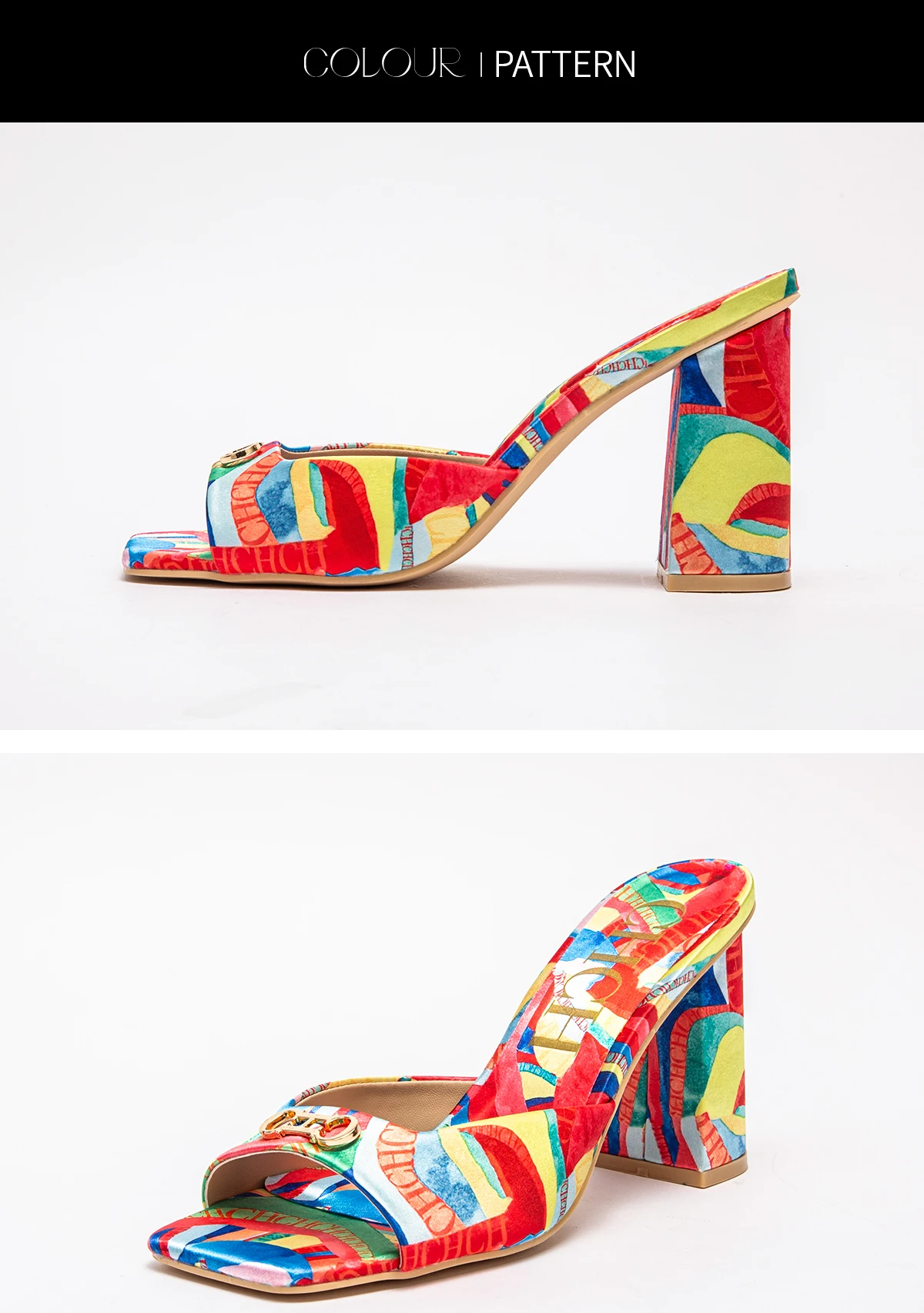 C-H Woman shoes Thick Heel Sandals Square Open Toe Sliding Sandals students