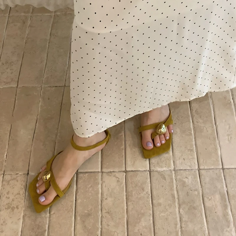 SUOJIALUN 2026 Summer New Brand Women Sandal Fashion Narrow Band Ladies Gladitor Shoes Square Toe Slip On Elegant Outdoor Dress