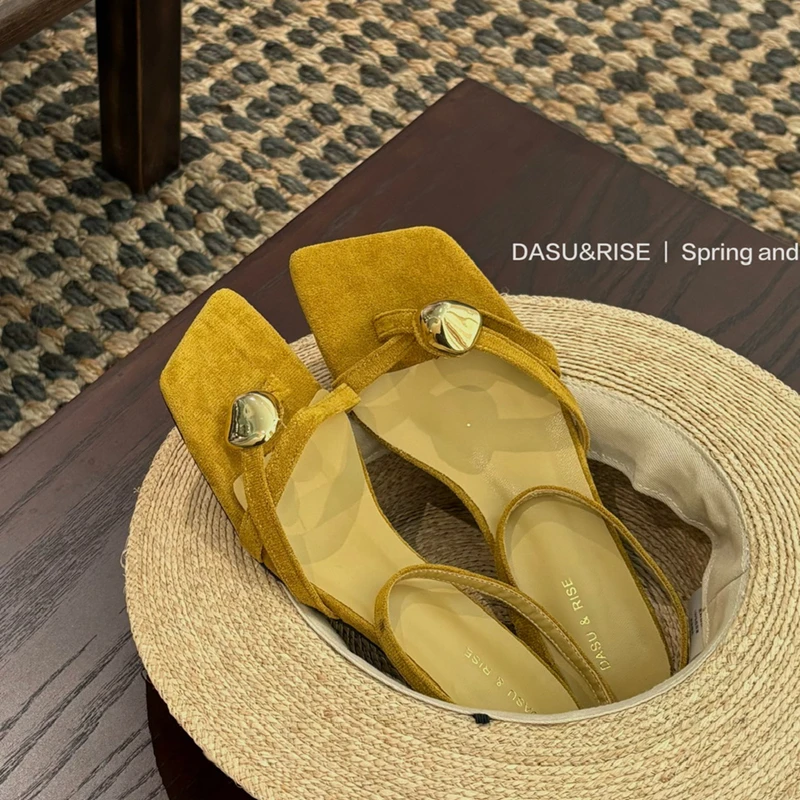 SUOJIALUN 2026 Summer New Brand Women Sandal Fashion Narrow Band Ladies Gladitor Shoes Square Toe Slip On Elegant Outdoor Dress