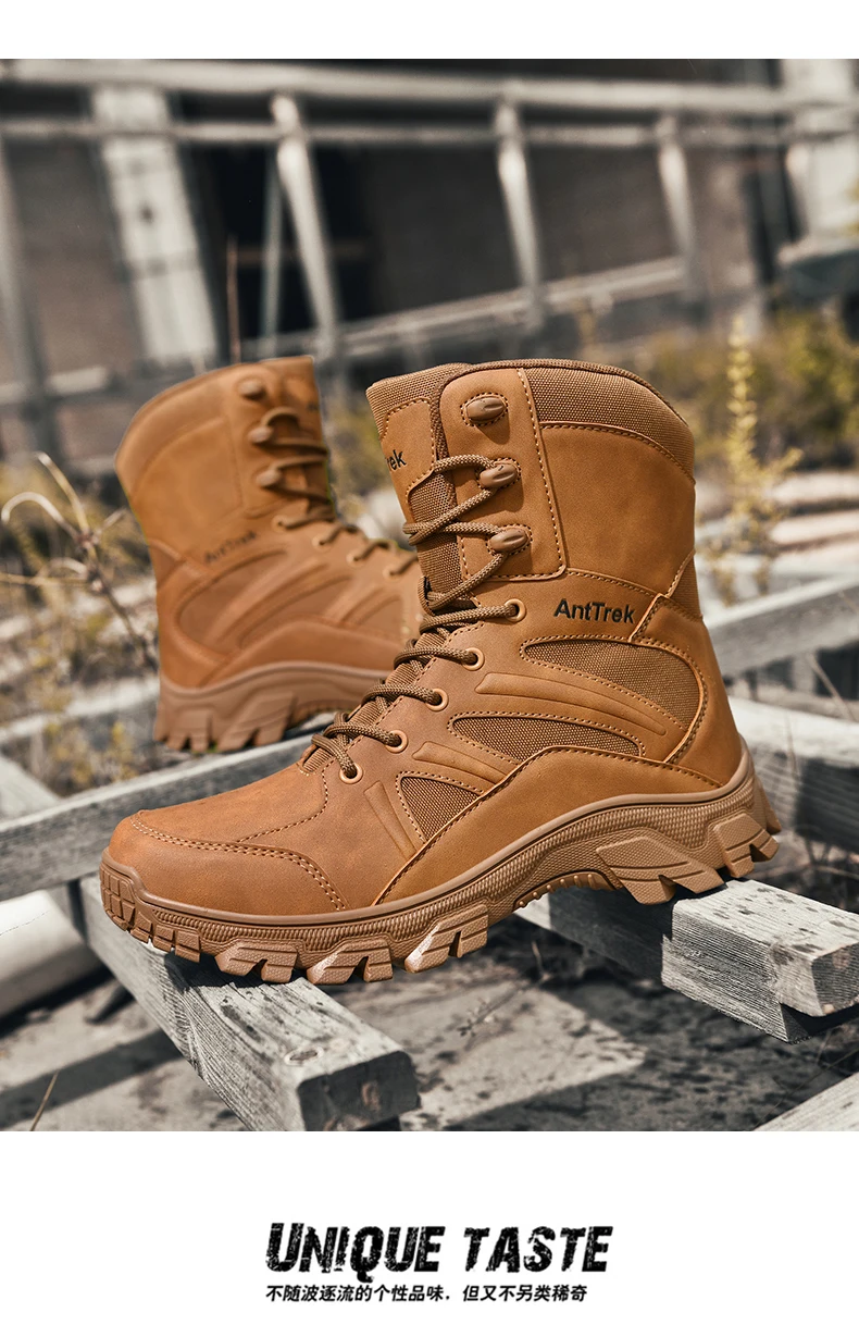 Men Outdoor Climbing Hiking Shoes Training Safety High Quality Anti-Slip Male New Army Boots Ultrallight Lace UpTactical Boots