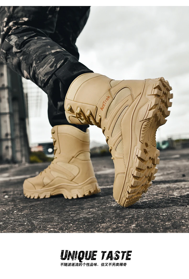 Men Outdoor Climbing Hiking Shoes Training Safety High Quality Anti-Slip Male New Army Boots Ultrallight Lace UpTactical Boots