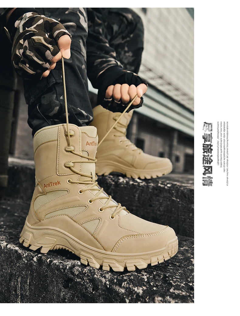 Men Outdoor Climbing Hiking Shoes Training Safety High Quality Anti-Slip Male New Army Boots Ultrallight Lace UpTactical Boots